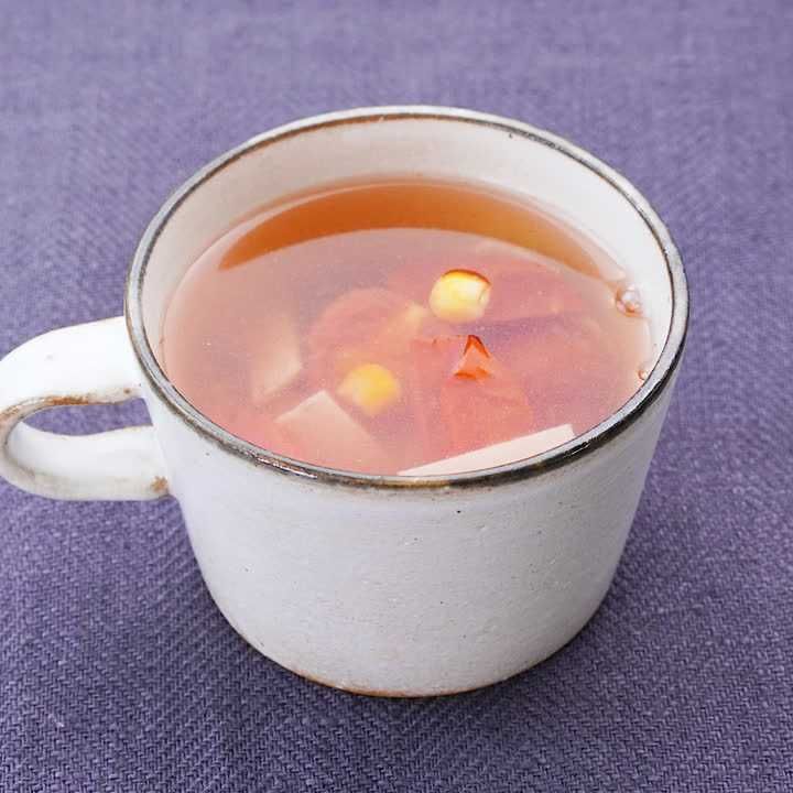 ハムとミニトマトのコンソメスープ