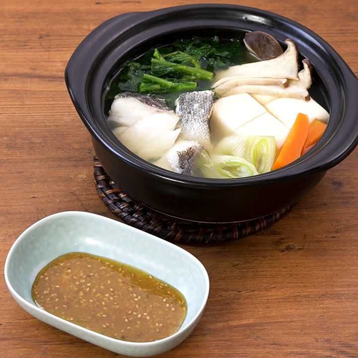 タラと春菊の柚子味噌湯豆腐
