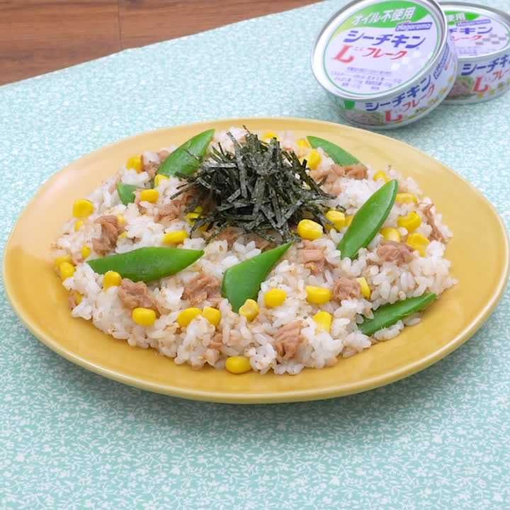 シーチキン®️そぼろとスナップエンドウの混ぜ寿司