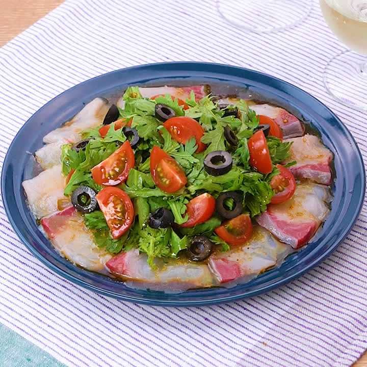 ブリと春菊のカルパッチョ