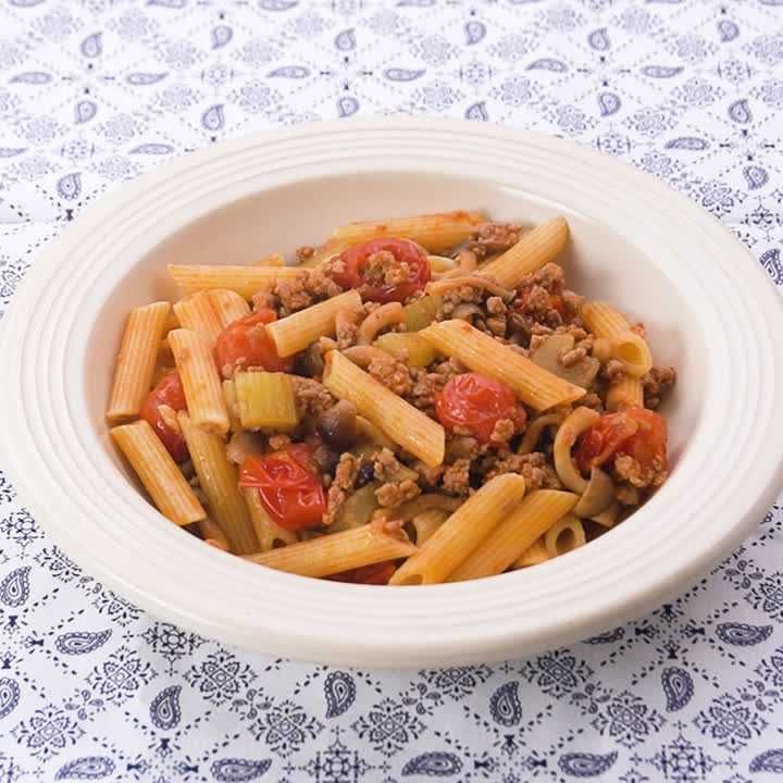 豚肉とミニトマトのペンネ