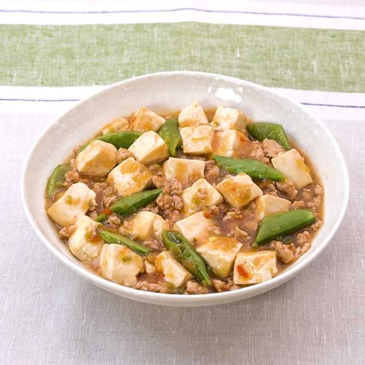 スナップエンドウの麻婆豆腐