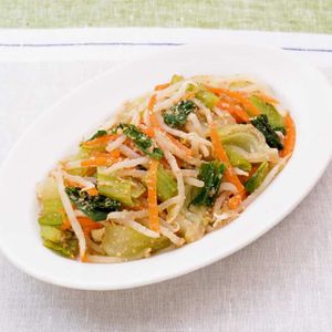 「チンゲン菜ともやしのごまポン酢あえ」のレシピ動画