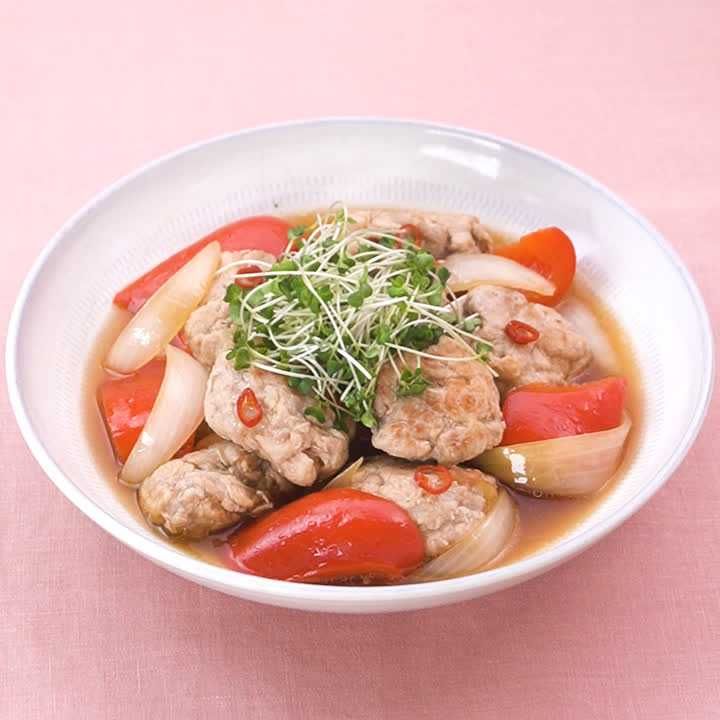 梅入りだんごと玉ねぎの南蛮漬け