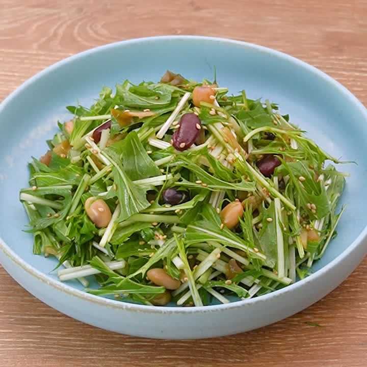 水菜とお豆のザーサイあえ