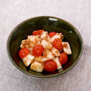 「長芋とミニトマトの梅おかか和え」のレシピ動画