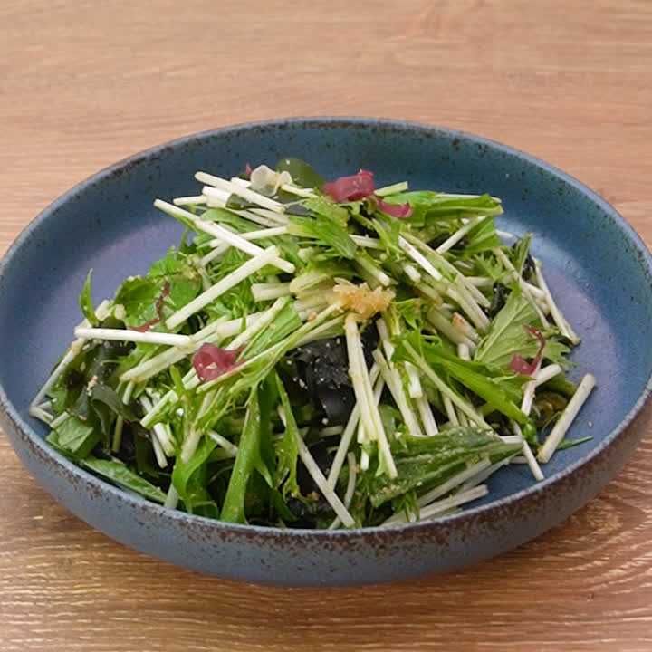 水菜と海藻のゴマダレサラダ