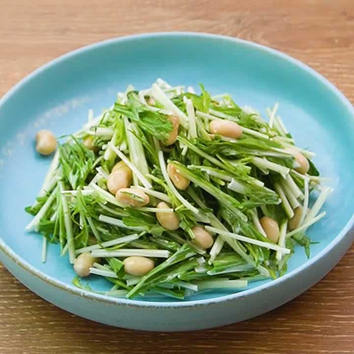 水菜と大豆のフレンチサラダ