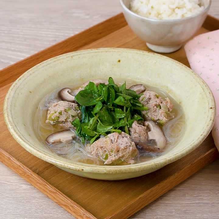 肉団子とクレソンの食べるスープ