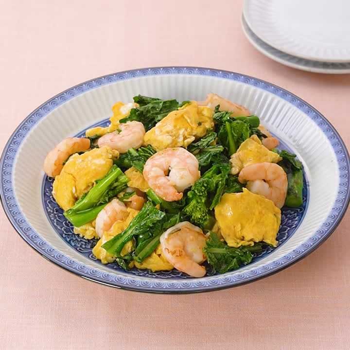 菜の花とえびと玉子の香味炒め
