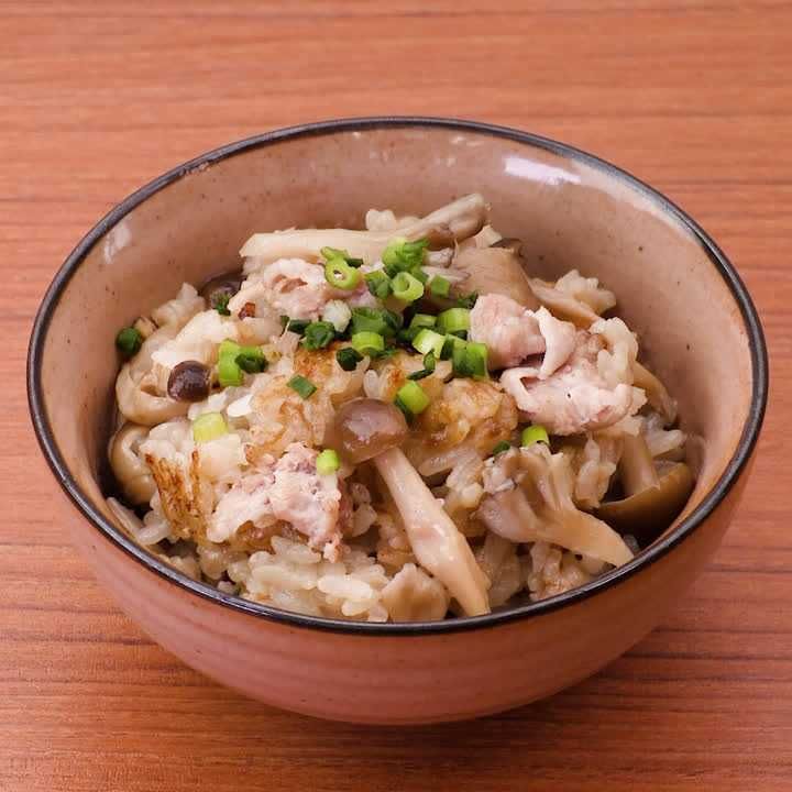 豚こまときのこの炊き込みご飯