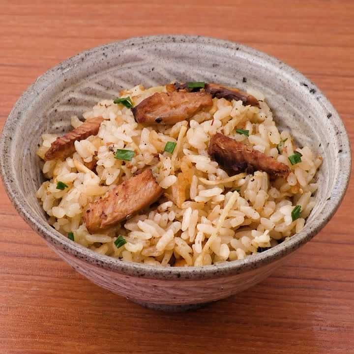 イワシ缶で柚子胡椒炊き込みごはん