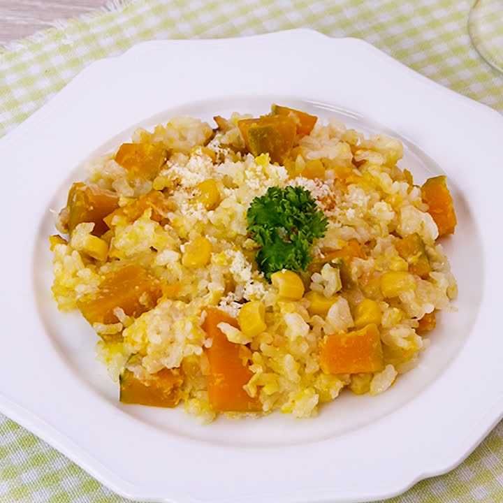 かぼちゃととうもろこしのミルクリゾット風