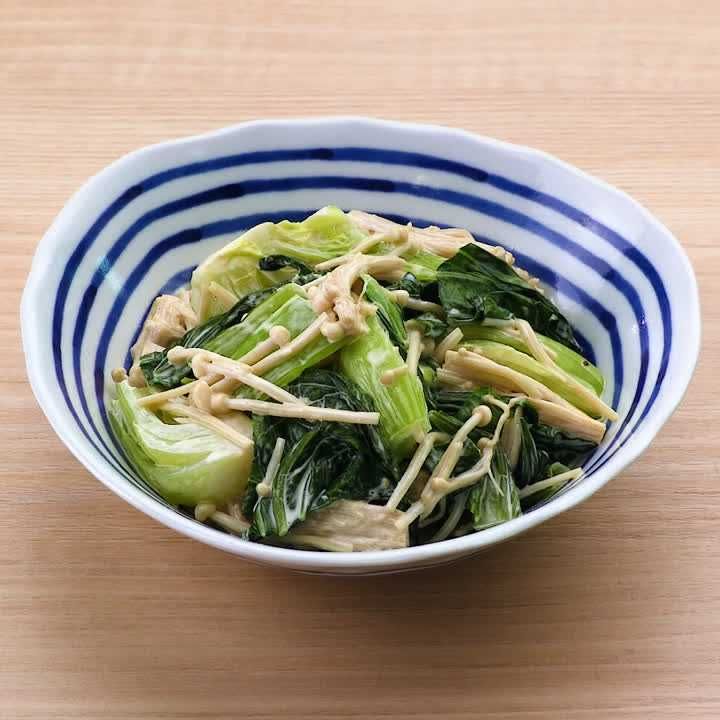 チンゲン菜とえのきのわさびマヨあえ