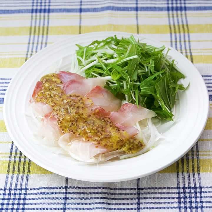 鯛のカルパッチョ粒マスタードソース