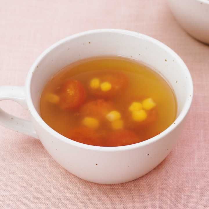 ミニトマトとコーンのスープ