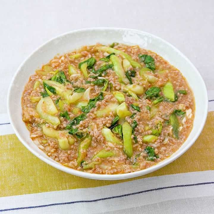 豚ひき肉とチンゲン菜のピリ辛煮