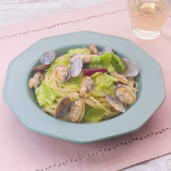 春キャベツとあさりのペペロンチーノ