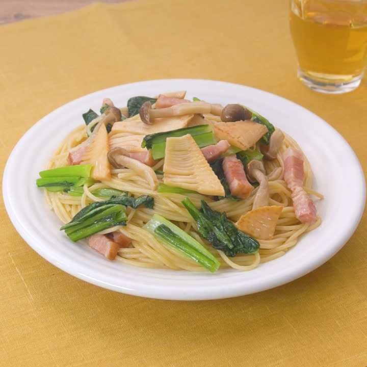たけのことベーコンの和風パスタ