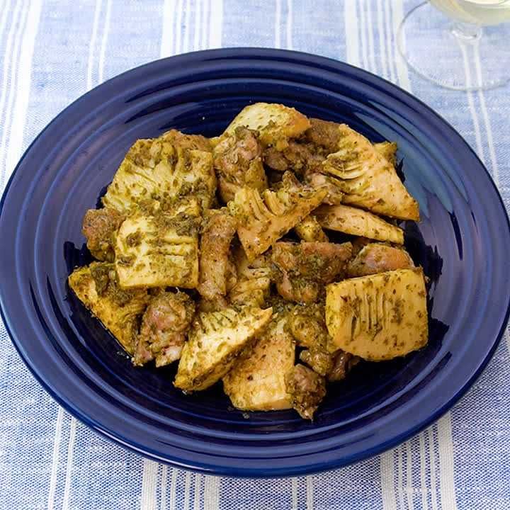 鶏肉とたけのこのバジル炒め