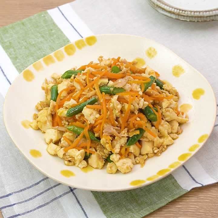 ツナといんげんの炒り豆腐
