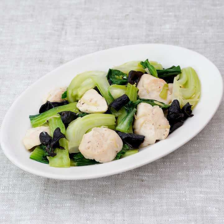 ささみとチンゲン菜のしょうが炒め