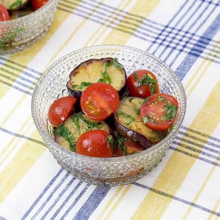 ミニトマトとなすの白だしマリネ