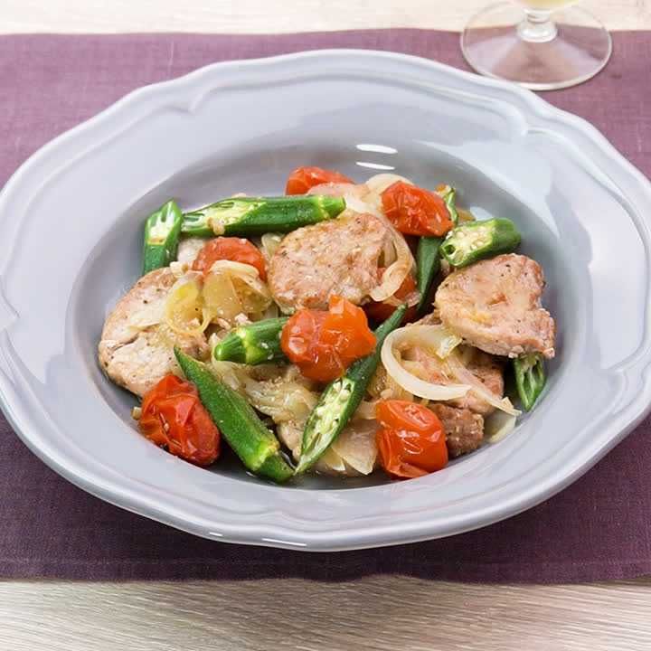 豚ヒレ肉とオクラのレモン蒸し