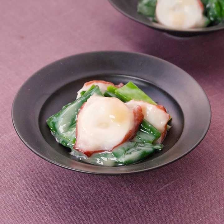 食卓のアクセントに たこと九条ねぎの酢味噌和えのレシピ動画 作り方 Delish Kitchen