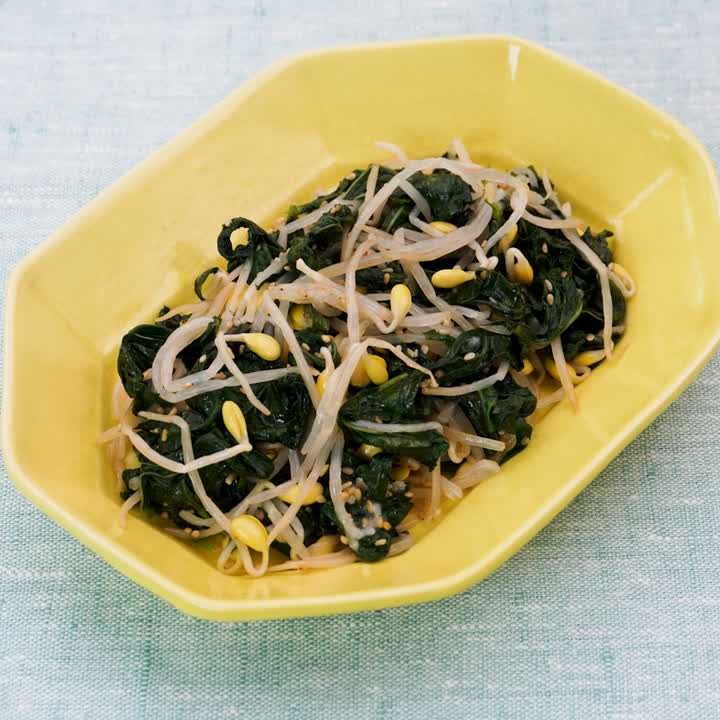 モロヘイヤと豆もやしのナムル
