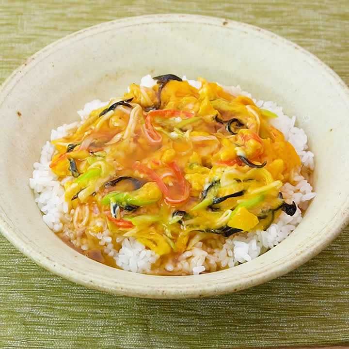 かにかまぼこの天津飯風