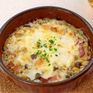 「オートミールときのこのチーズドリア」のレシピ動画