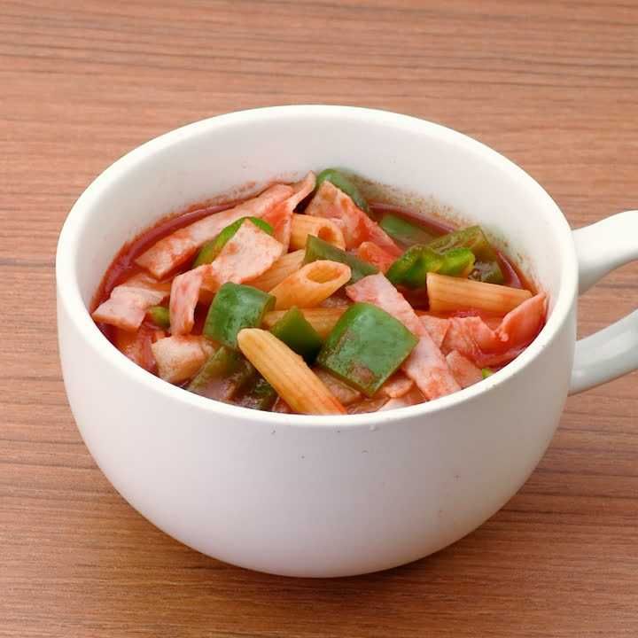 ピーマンのトマトスープパスタ