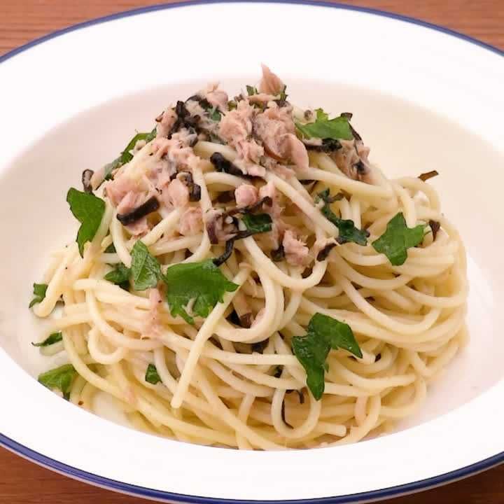 大葉と塩昆布の冷製パスタ