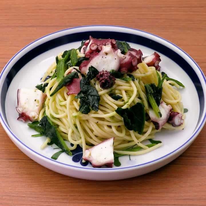 ほうれん草とたこの冷製パスタ