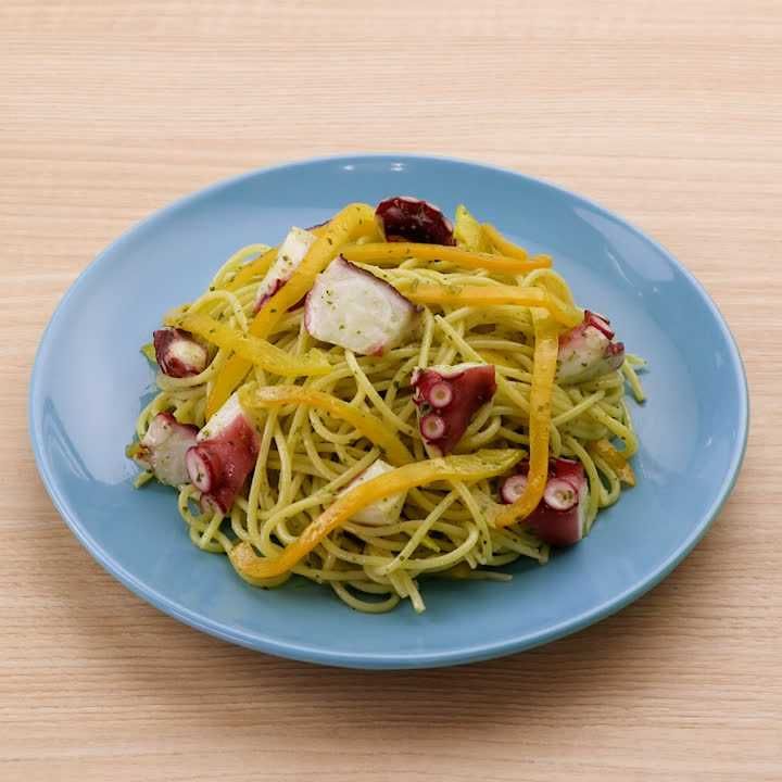 パプリカとたこの冷製パスタ