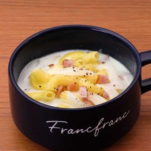 ソーセージと玉ねぎのミルクスープパスタ