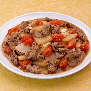 「牛肉と大根のトマト炒め」のレシピ動画