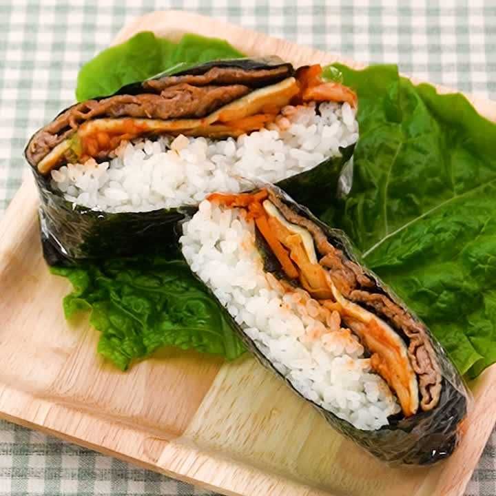 牛肉とチーズの折りたたみおにぎり