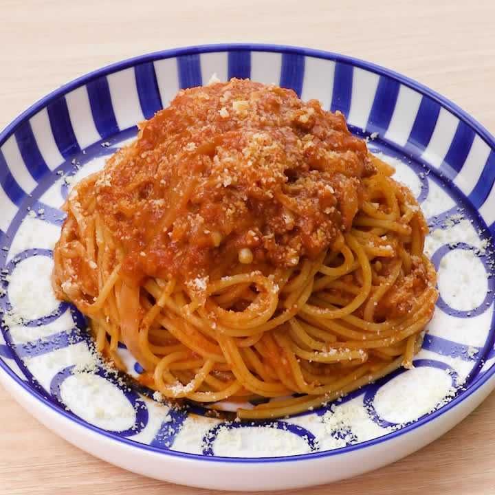 えのきのミートソースパスタ