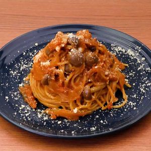 しめじのミートソースパスタ