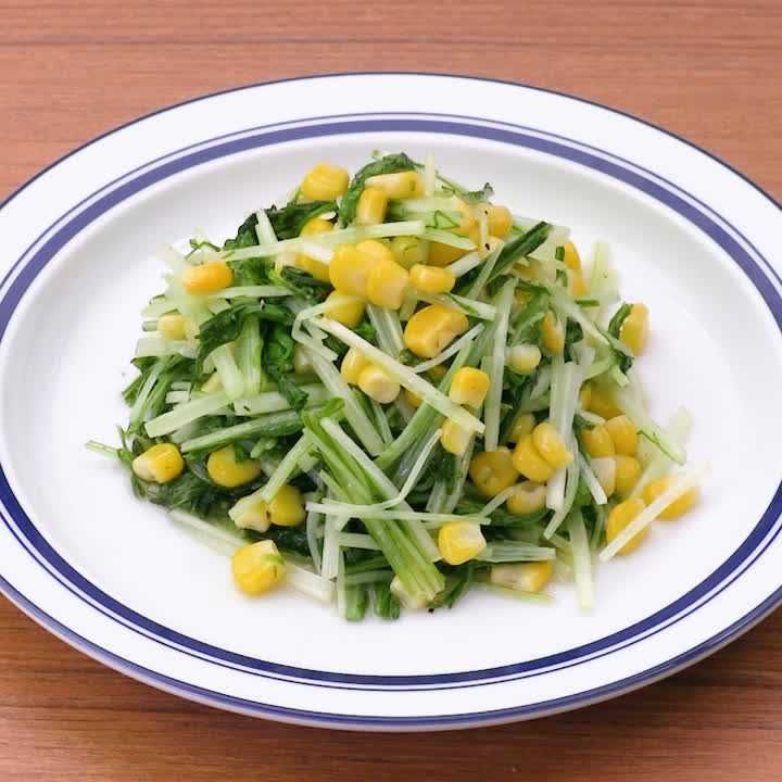 水菜のコーンバター炒め