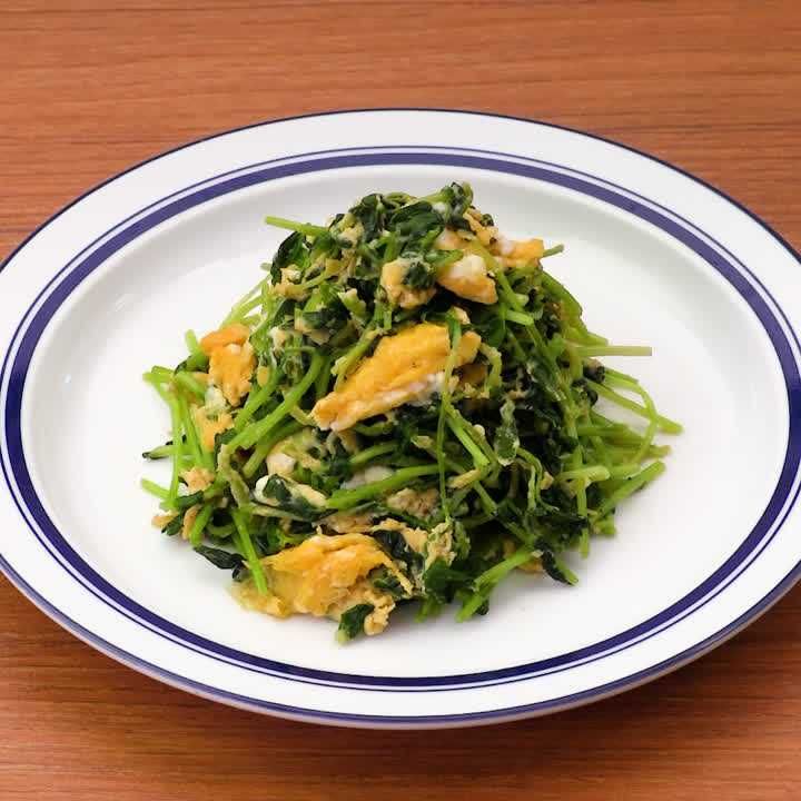 豆苗の卵炒め