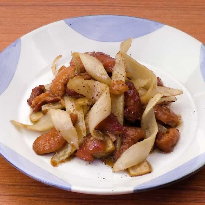 ごぼうと焼き鳥缶のタレ炒め
