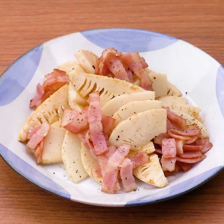 たけのことベーコンのバターソテー