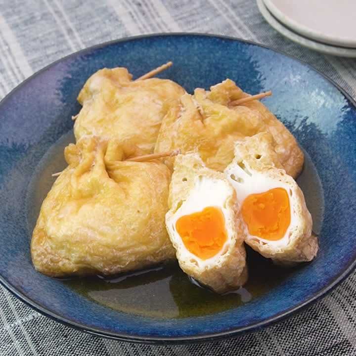 じゅわっとおいしい♪ 油揚げと卵の袋煮のレシピ動画・作り方 DELISH KITCHEN