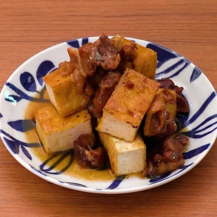 厚揚げと焼き鳥缶のタレ炒め