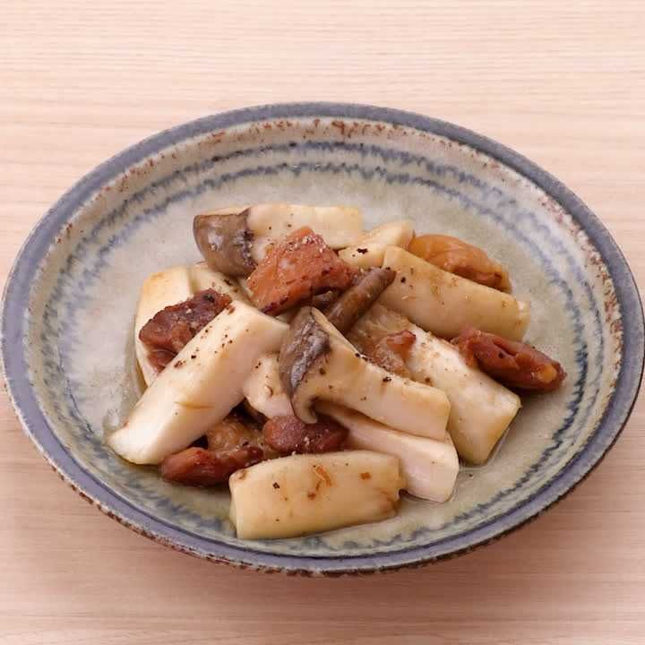 エリンギと焼き鳥缶のタレ炒め