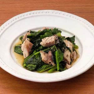 ほうれん草とサバ缶のポン酢炒め