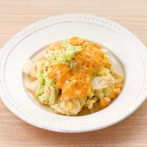 「白菜と卵のポン酢炒め」のレシピ動画